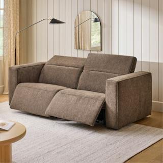 A brown recliner sofa in a living room.