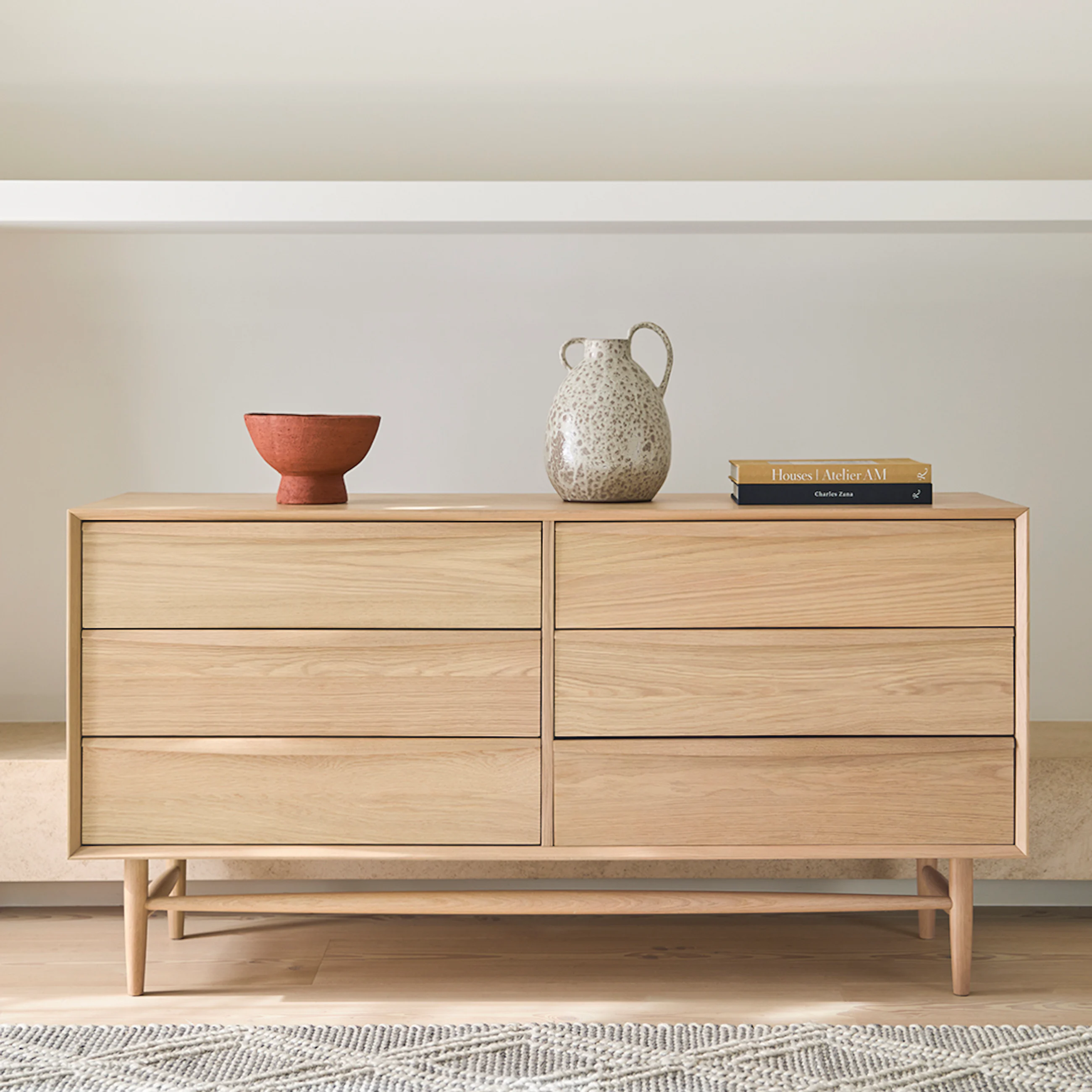 Lenia 6-Drawer Double Dresser - White Oak