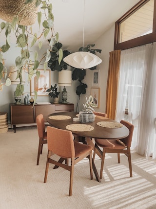 Photo by Dream Green DIY, featuring Nosh Chairs , Conan Table, and Lenia Sideboard in Walnut