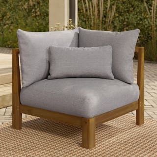 Styled image of Cove 34.25" Outdoor Corner Chair Module in Basket Gray