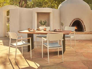 Neuhove Dining Table, Elan Dining Chairs