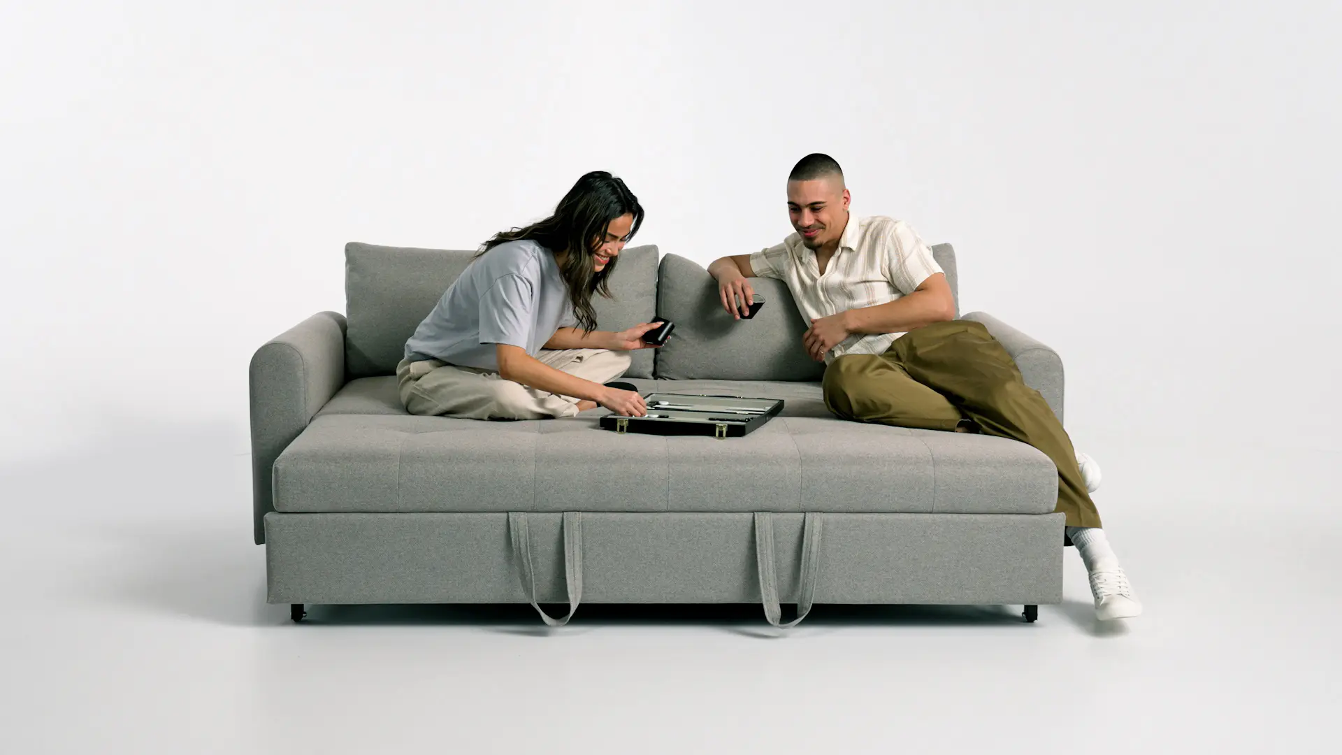 Pep Gray 2-Seater Fabric Sofa Bed | Nordby | Article