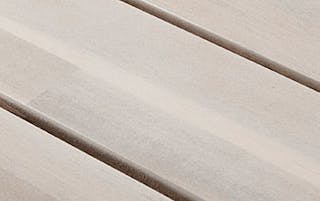 Close up view of Lubek in Byron Gray finish