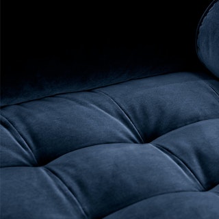 Sven Walnut & Cascadia Blue Velvet 3 Seater Sofa