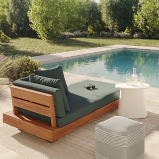 Lubek Corner Sectional Set in Slate Gray, set on a patio in a desert