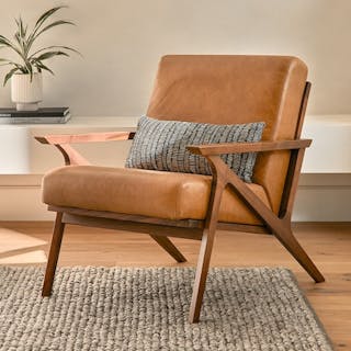 Shop Otio 26" Leather Lounge Chair - Walnut and Toscana Tan