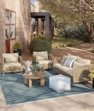Patio styled with the Hamptons Beach House design, curated by Article's interior design team