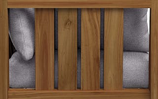 Detailed view of back panel on the Cove 34.25" Outdoor Corner Chair Module in Basket Gray