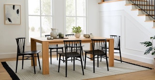 Dako Dining Table, Rus Dining Chairs